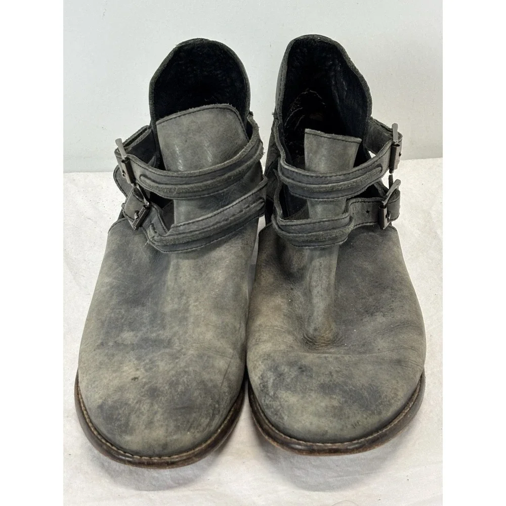 Free People Braeburn Ankle Boots Women's Distressed Grey Leather 39 9 Boho